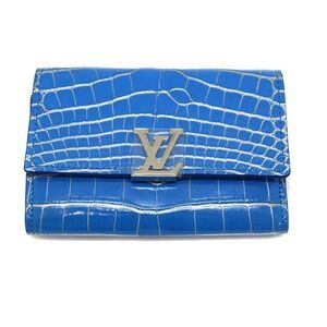 Louis Vuitton Portefeuille Wallet Capucines Compact Tri fold Wallet Blue